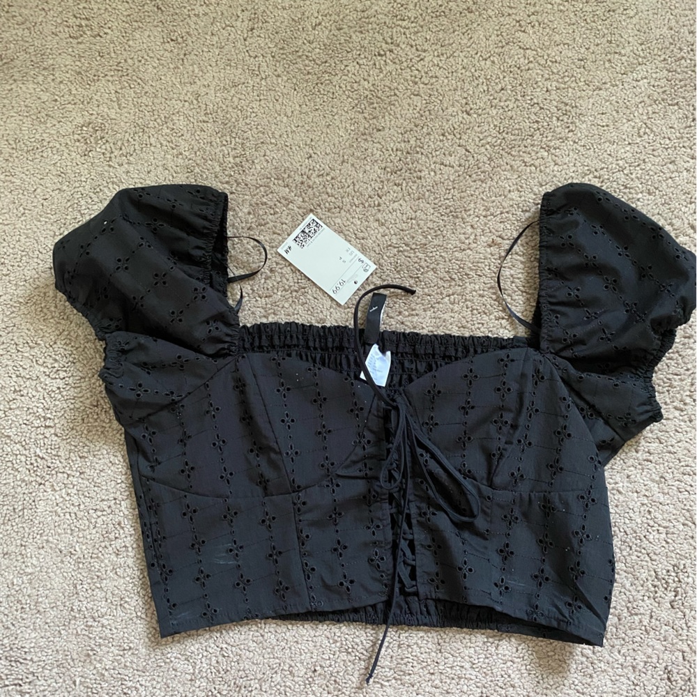 H&M Embroidered Flower Top